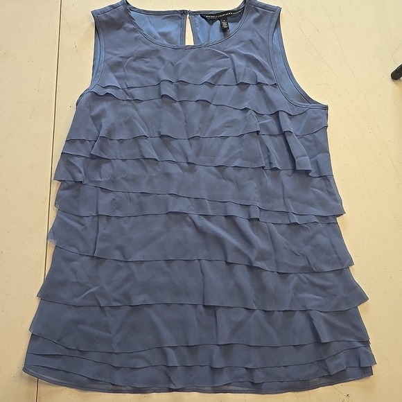 White House Black Market Tops - WHITE HOUSE BLACK MARKET Womens Sleeveless Top Size 4 Small Blue Layered Blouse
